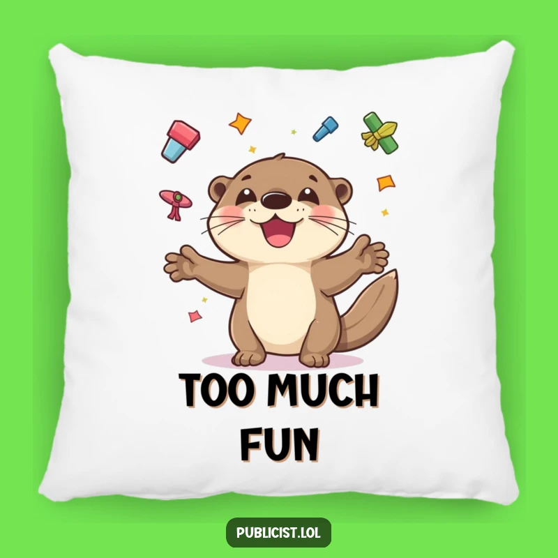 Funny Otter Cozy Pillow: Relax with This Hilarious Juggling Otter, Perfect Accent!