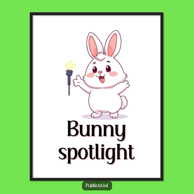 Funny Bunny Spotlight Digital Art - Instant Enthusiastic Character Decor