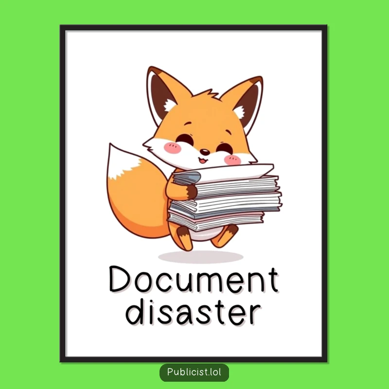 Funny Fox Digital Art Print - Hilarious Office Wall Decor Gift for Humor Lovers