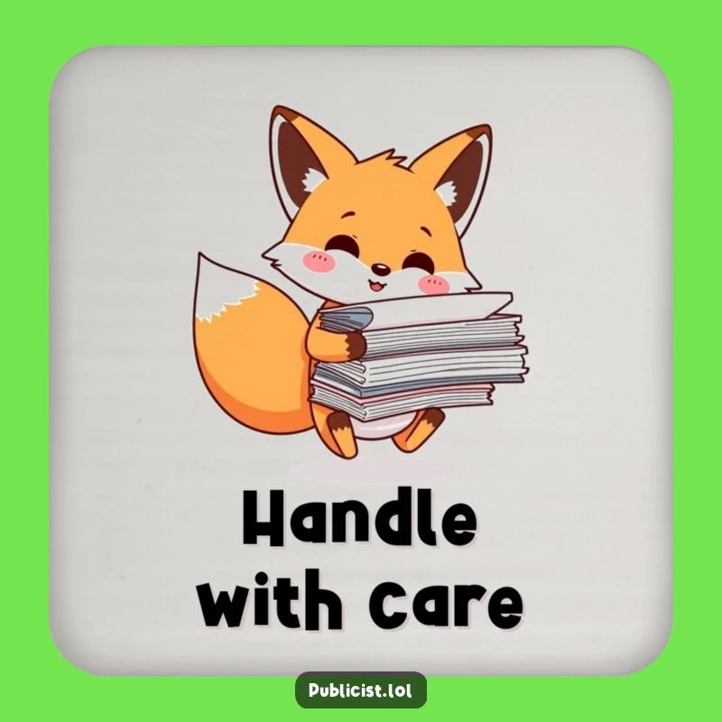 Funny Fox Drink Coaster Set - Hilarious Paperwork Protection Gift for Tables