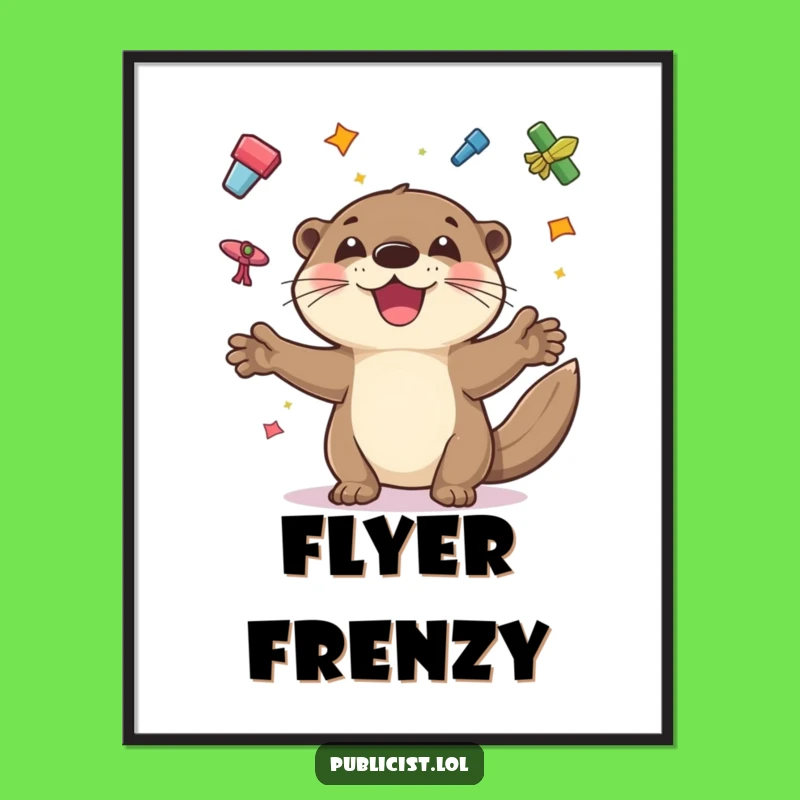 Funny Otter Juggling Poster: Playful Flyers Art for Your Wall, Perfect Funny Gift!