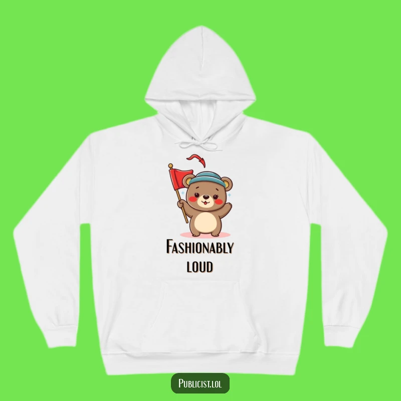 Funny Bear Cozy Celebration Hoodie - Stylish Hat Bear Waving Banner Warm Gift