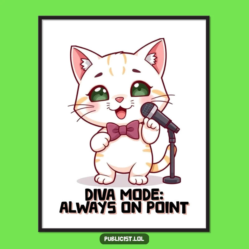 Free Printable Wall Art: Dapper Cat Crooner, Funny Quirky Downloadable Decor