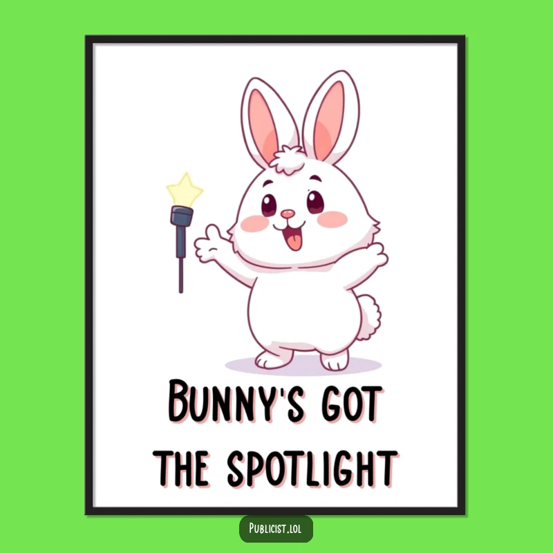 Free Printable Wall Art: Bunny in the Spotlight, Funny Quirky Downloadable Decor