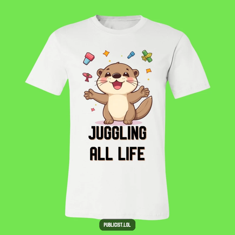 Funny Otter Flyer Tee: Show Off Your Skills with This Hilarious Juggling Otter, Great Gift!