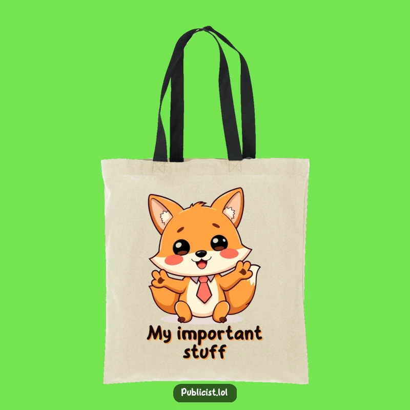 Funny Fox Presentation Tote Bag: Carry Your Ideas with This Hilarious Tying Fox, Ideal Gift!