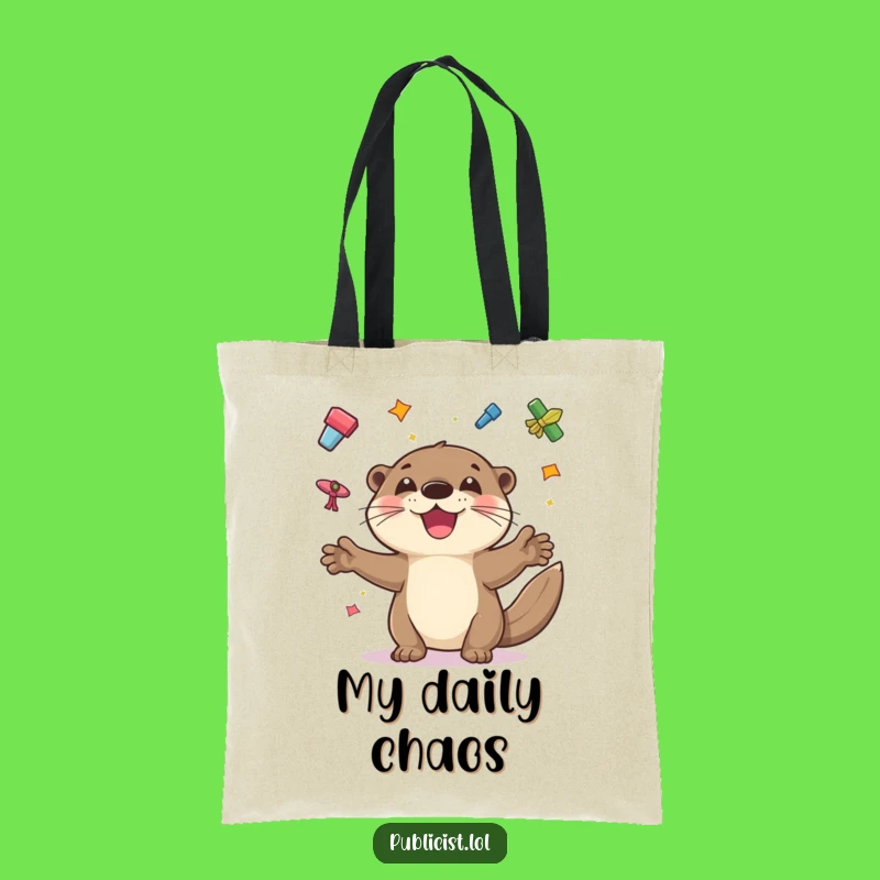 Funny Otter Organizer Tote Bag: Carry Everything with This Hilarious Juggling Otter, Ideal Gift!